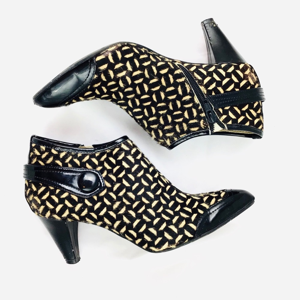 FRANCO SARTO Calf hair Geometric Heel Booties 6.5